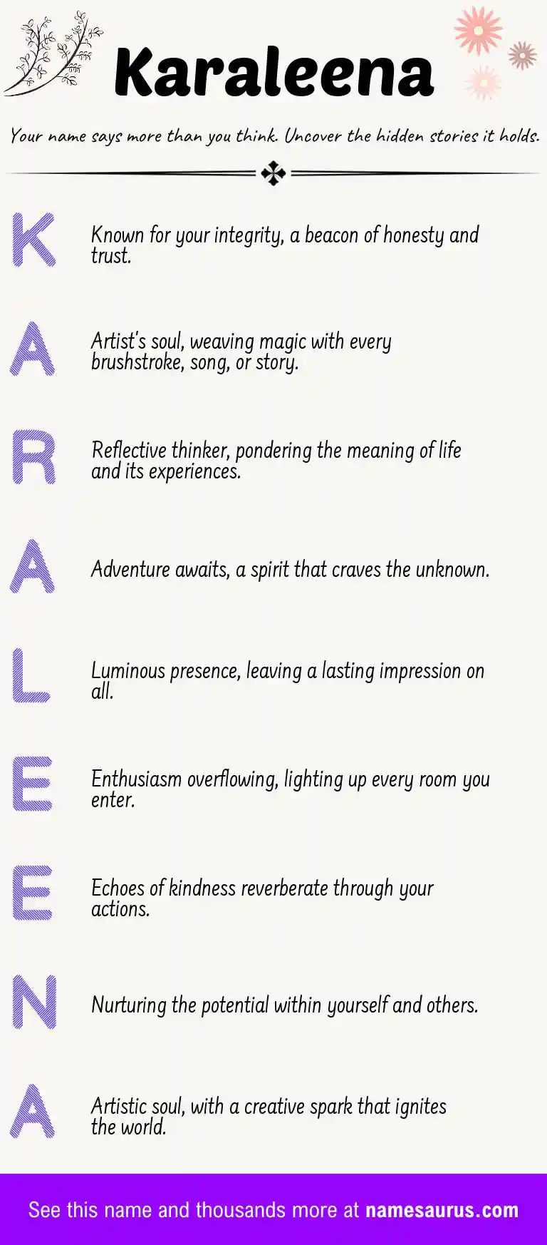 Acrostic poem about Karaleena.