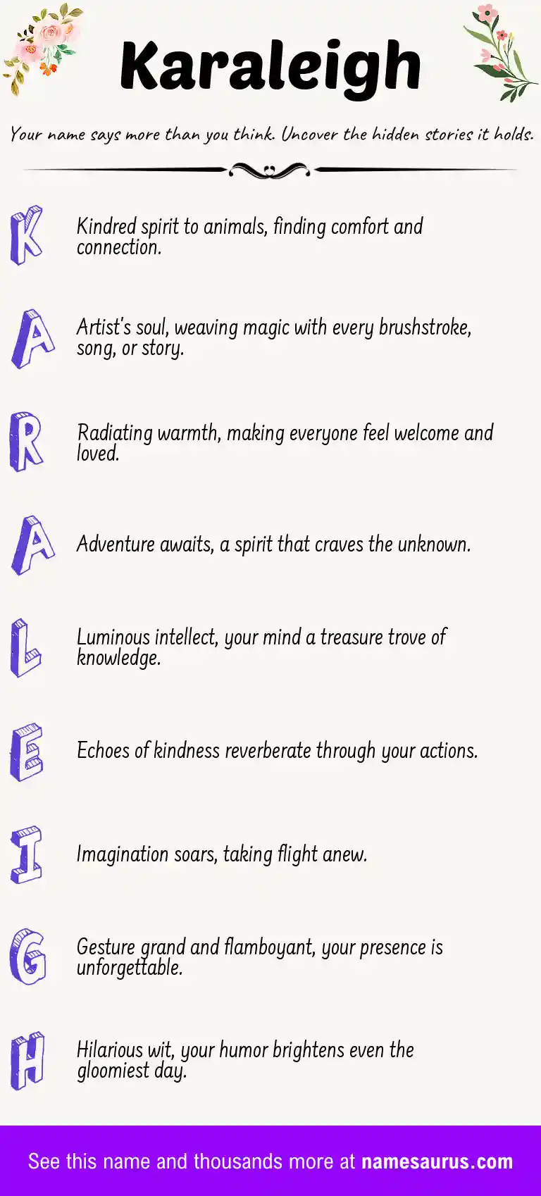 Acrostic poem about Karaleigh.