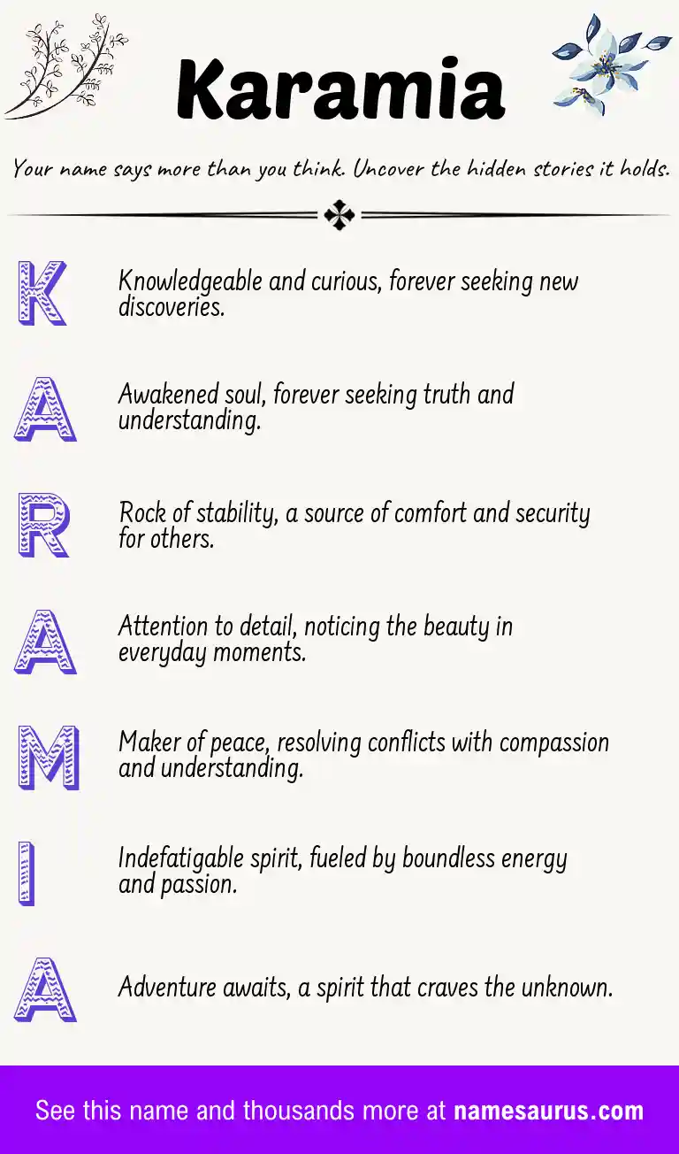 Acrostic poem about Karamia.