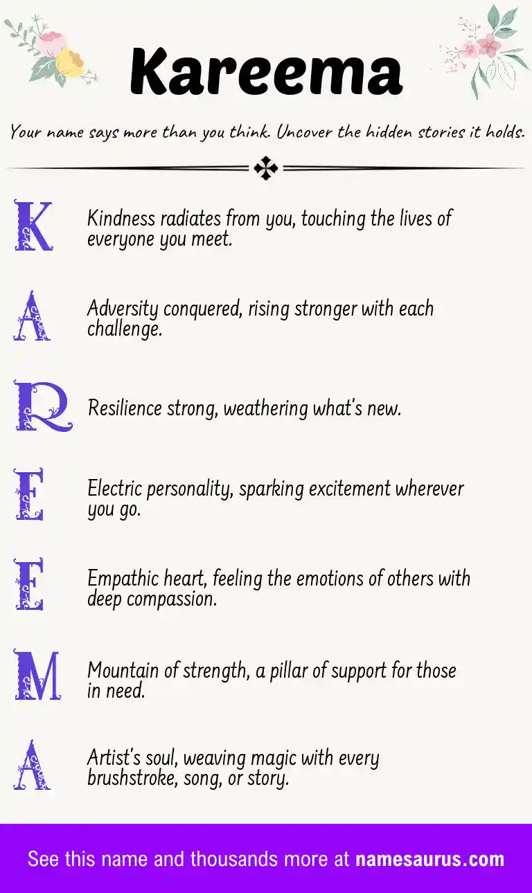 Acrostic poem about Kareema.