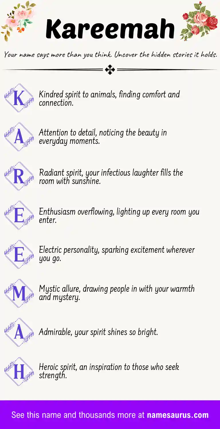 Acrostic poem about Kareemah.