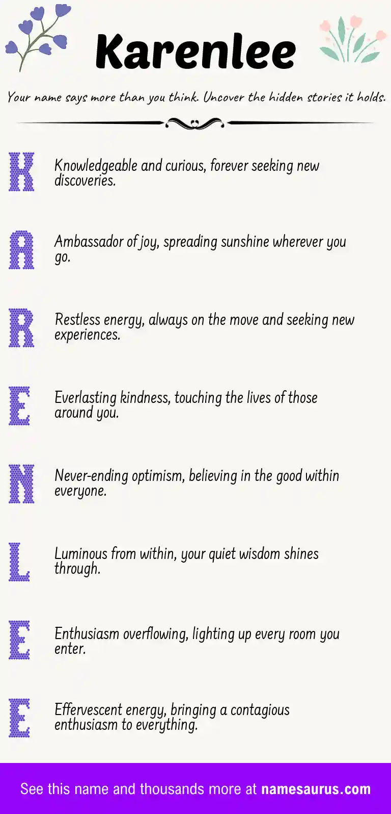 Acrostic poem about Karenlee.
