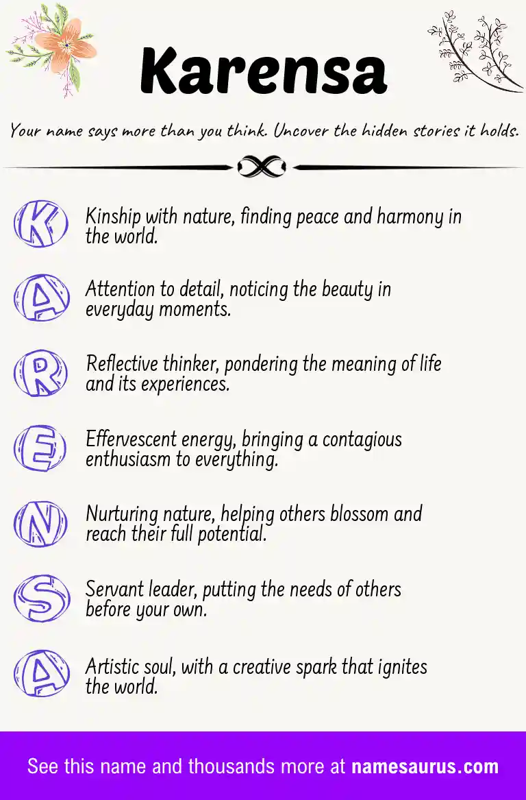 Acrostic poem about Karensa.