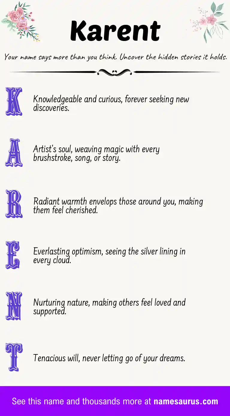 Acrostic poem about Karent.
