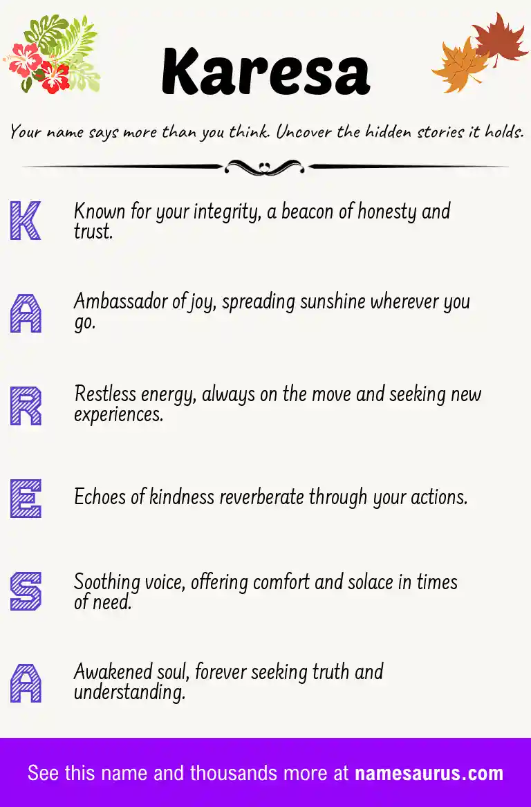 Acrostic poem about Karesa.
