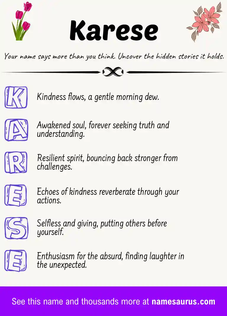 Acrostic poem about Karese.