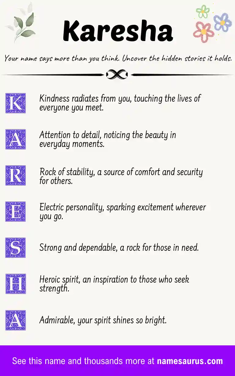 Acrostic poem about Karesha.