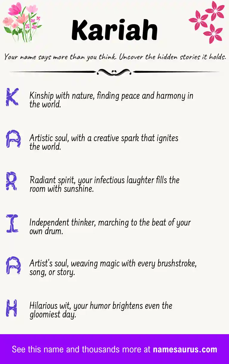 Acrostic poem about Kariah.