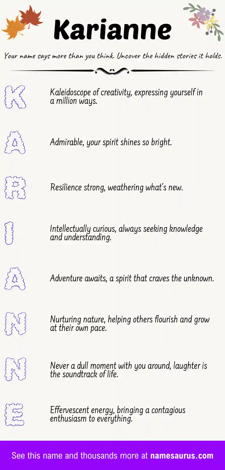 Acrostic poem about Karianne.