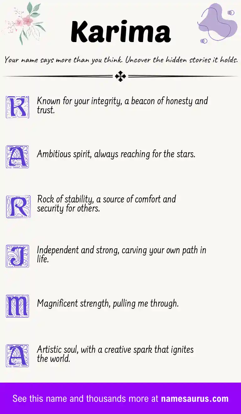 Acrostic poem about Karima.