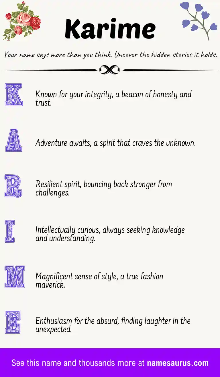 Acrostic poem about Karime.