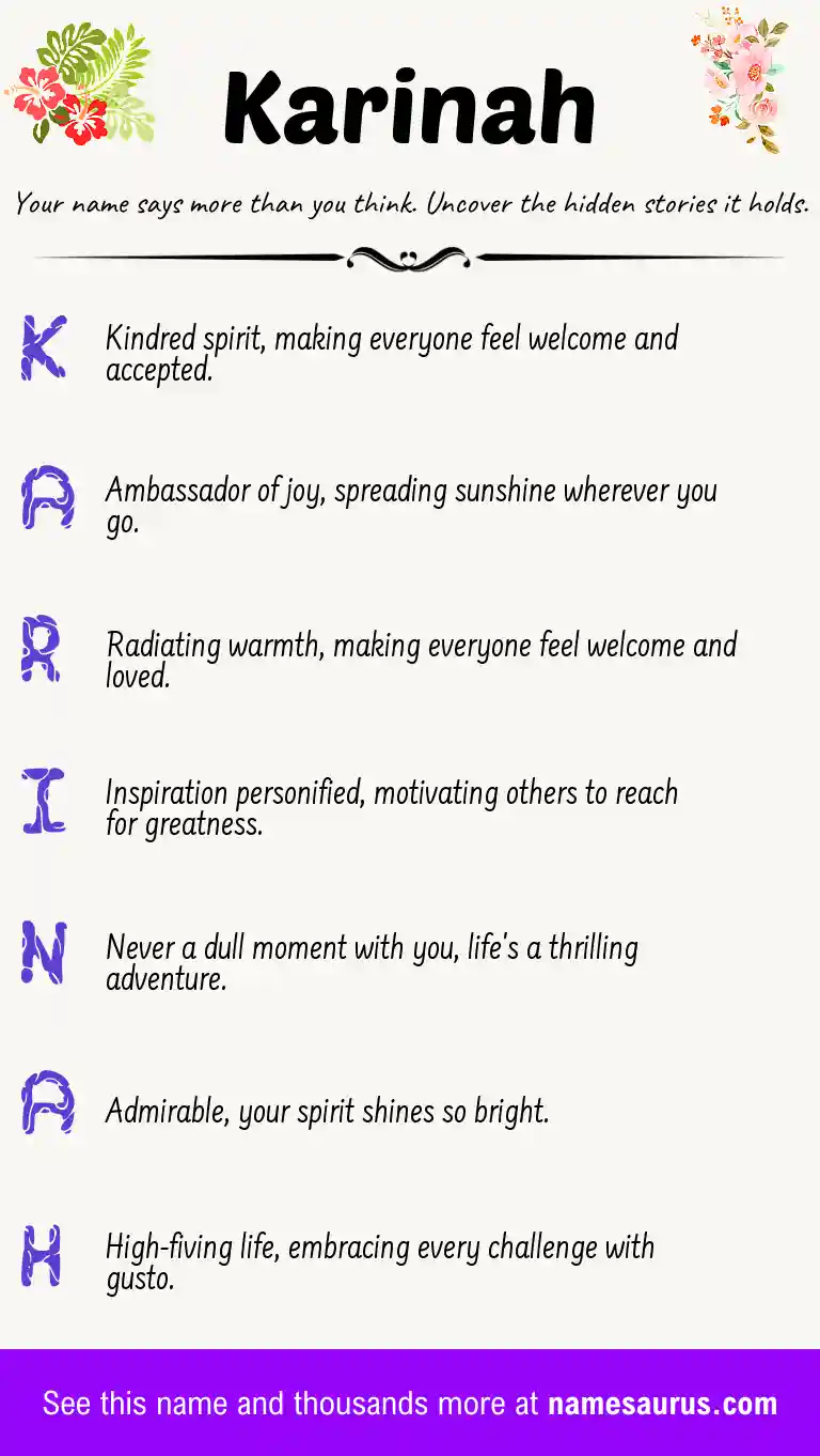 Acrostic poem about Karinah.