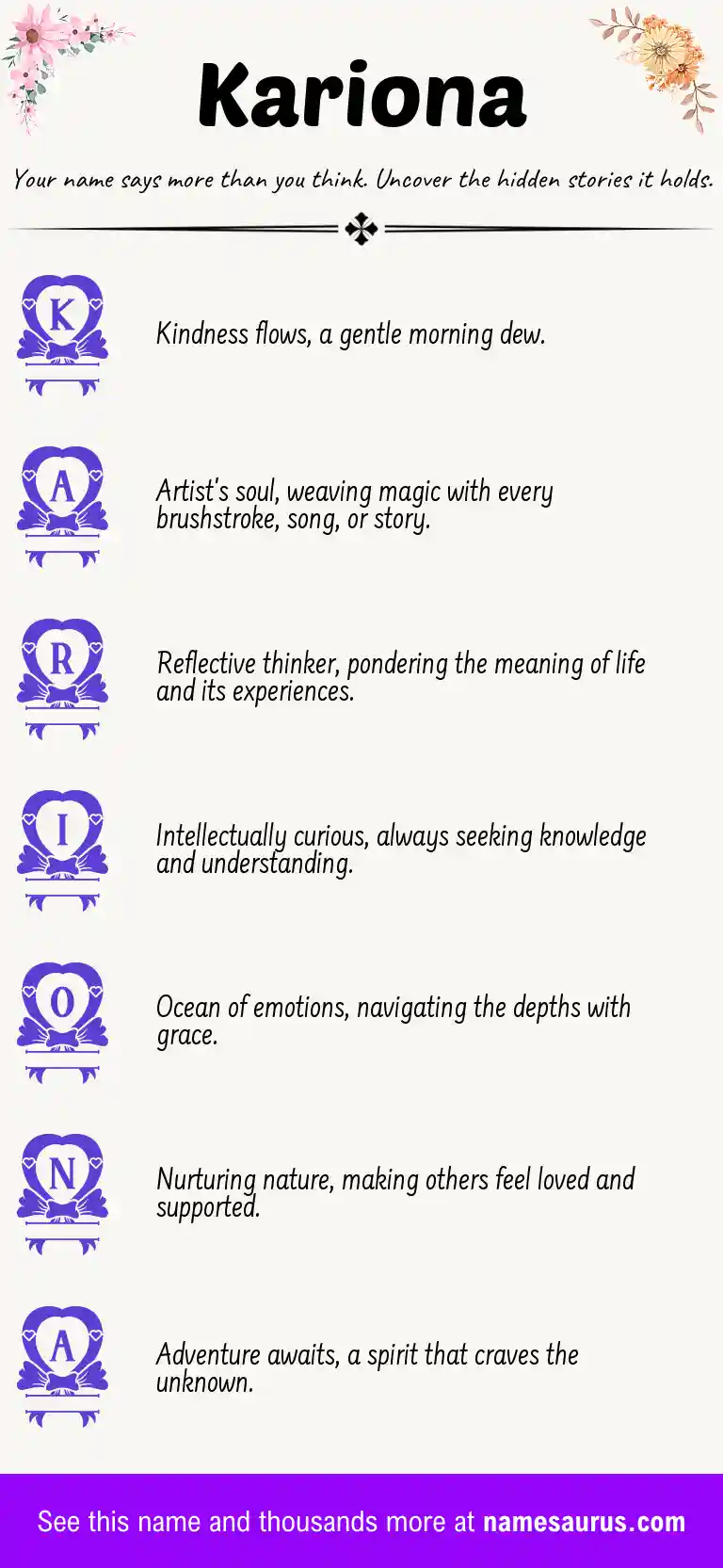 Acrostic poem about Kariona.