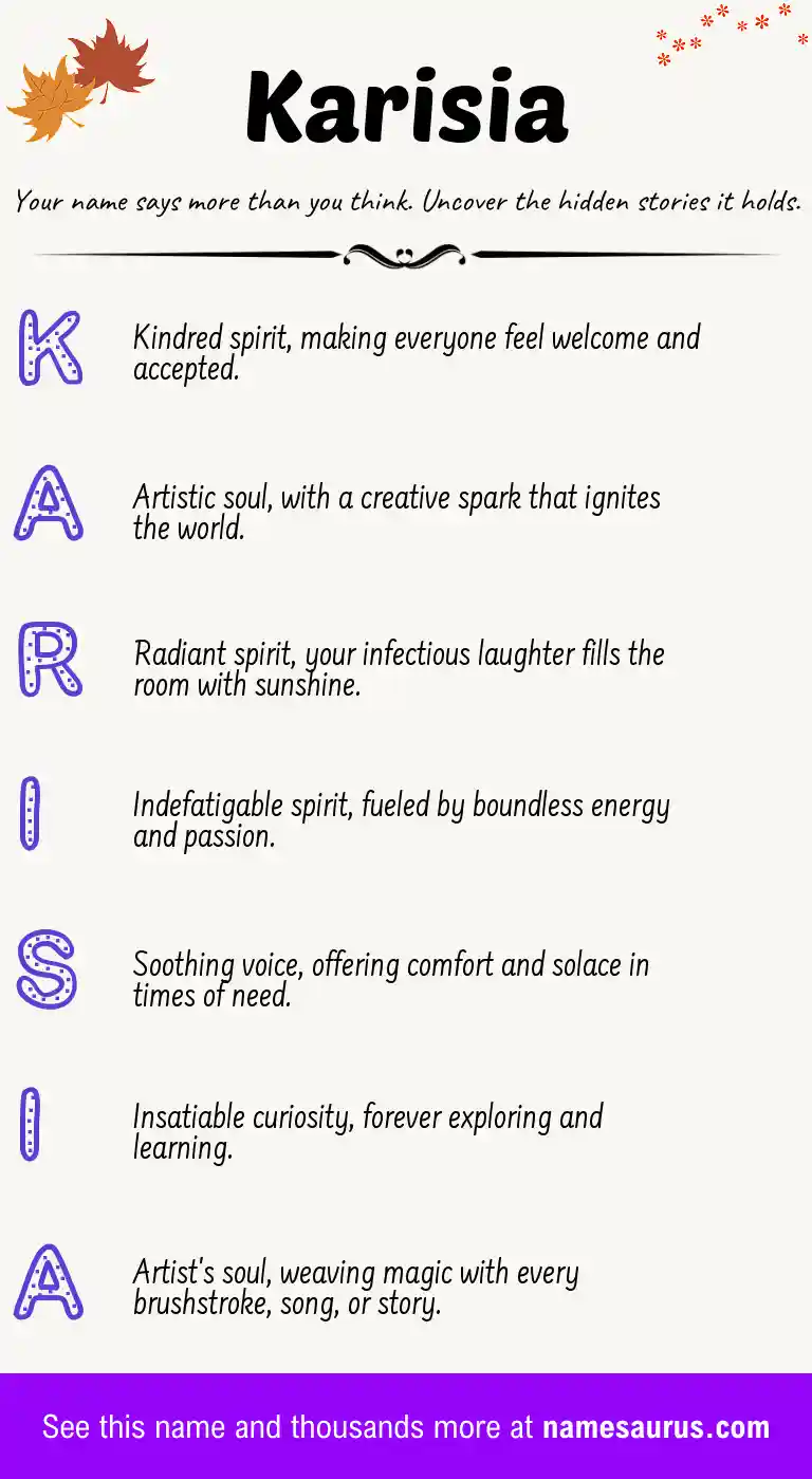 Acrostic poem about Karisia.