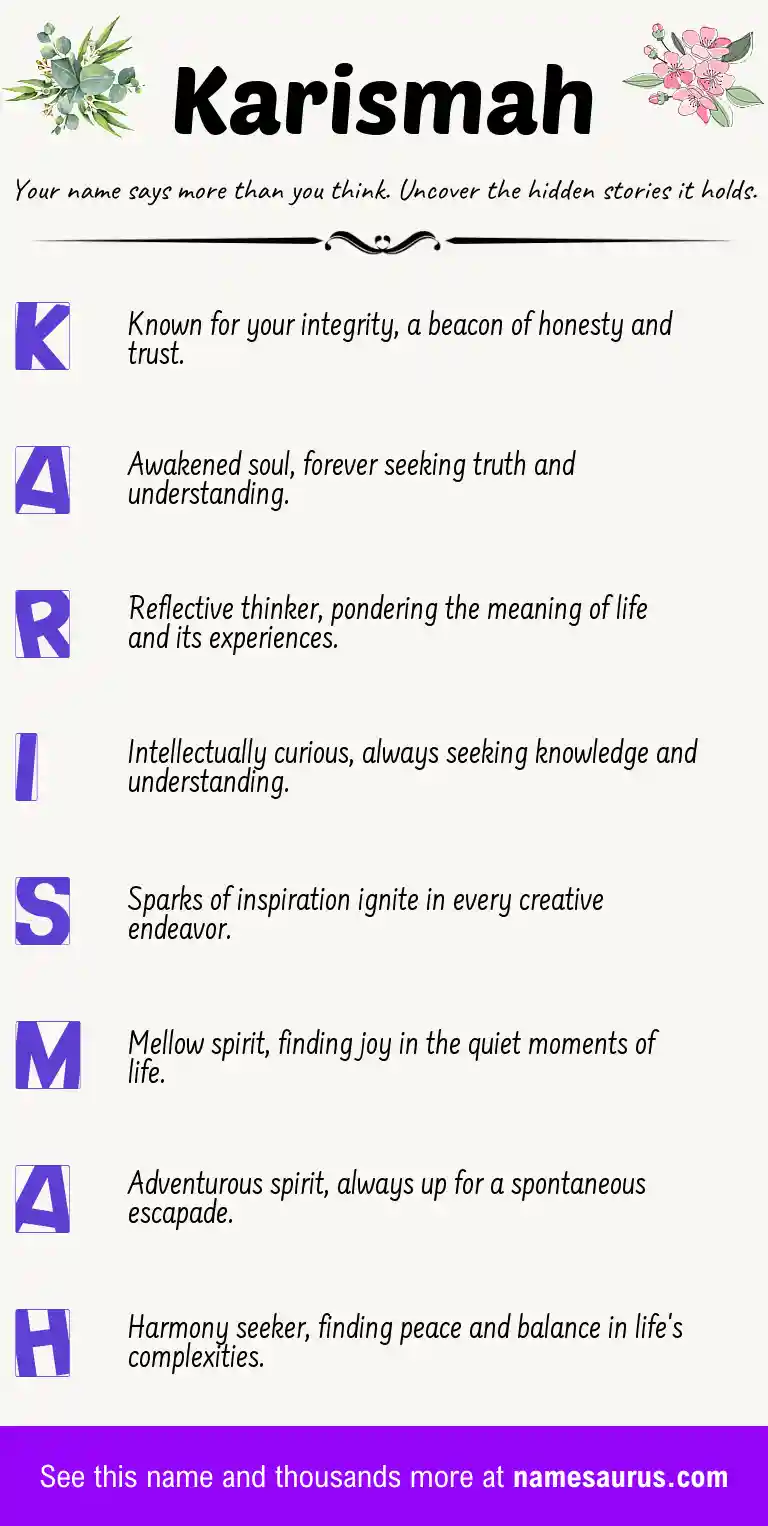 Acrostic poem about Karismah.