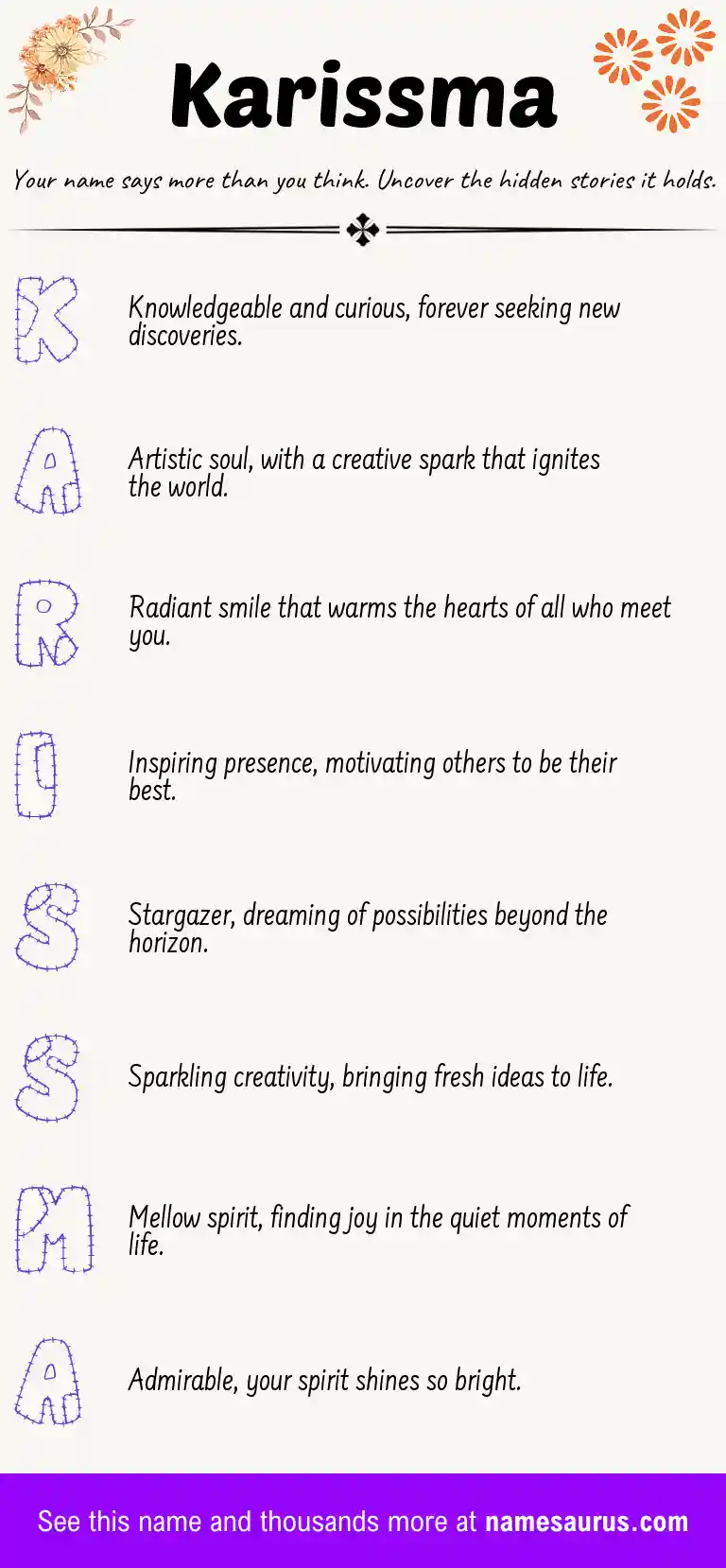 Acrostic poem about Karissma.