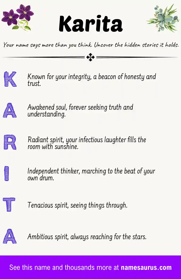 Acrostic poem about Karita.