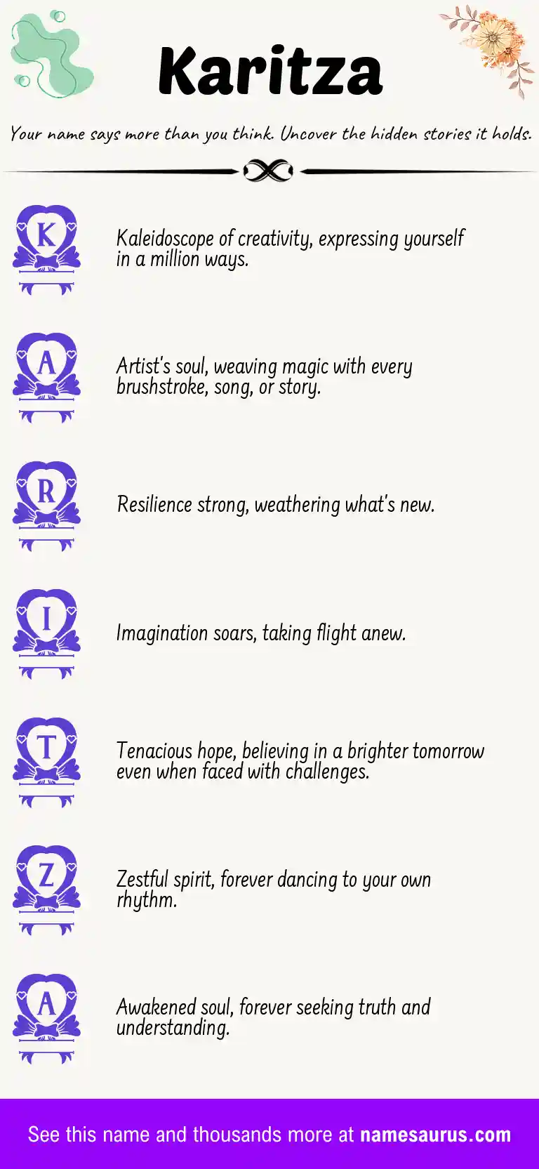 Acrostic poem about Karitza.