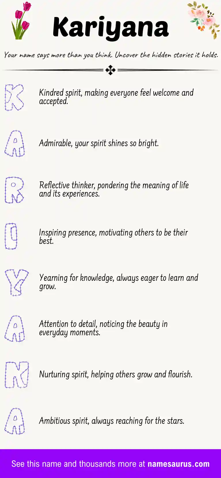Acrostic poem about Kariyana.