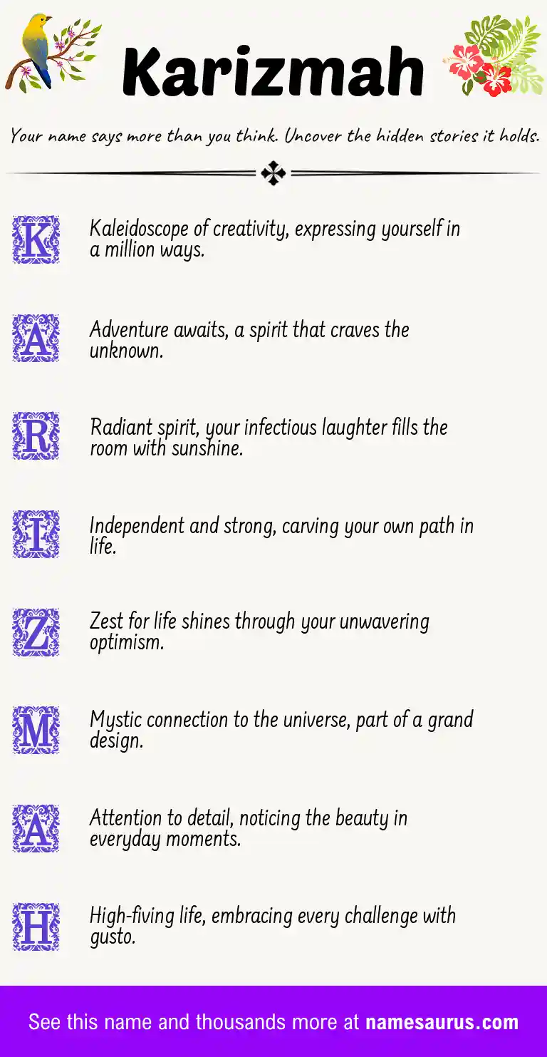 Acrostic poem about Karizmah.