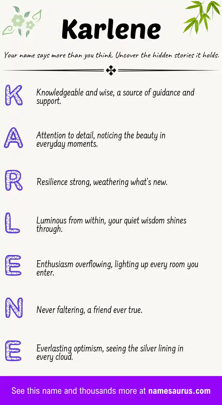 Acrostic poem about Karlene.