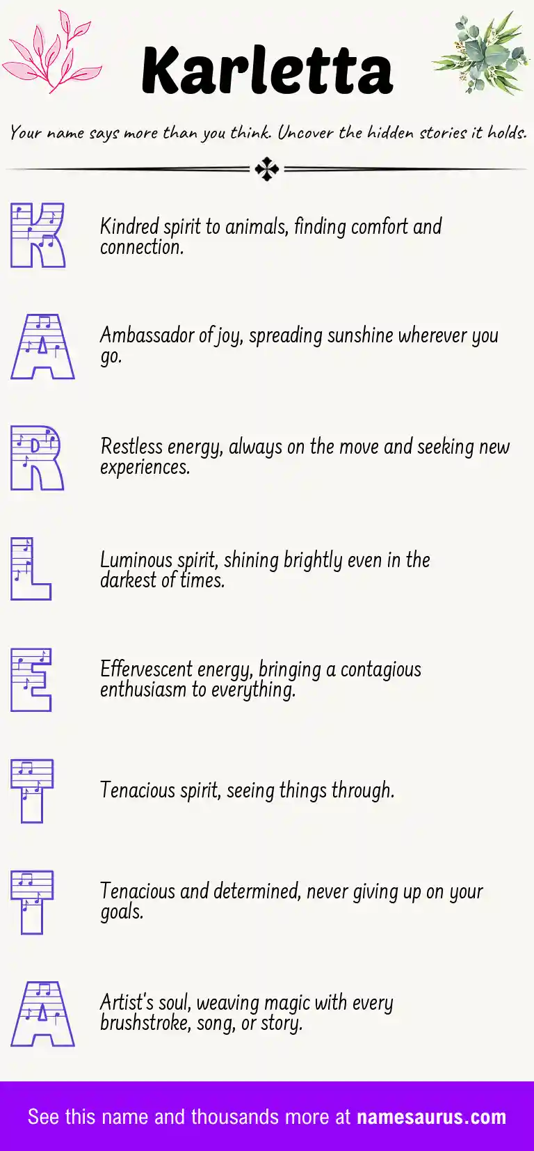 Acrostic poem about Karletta.