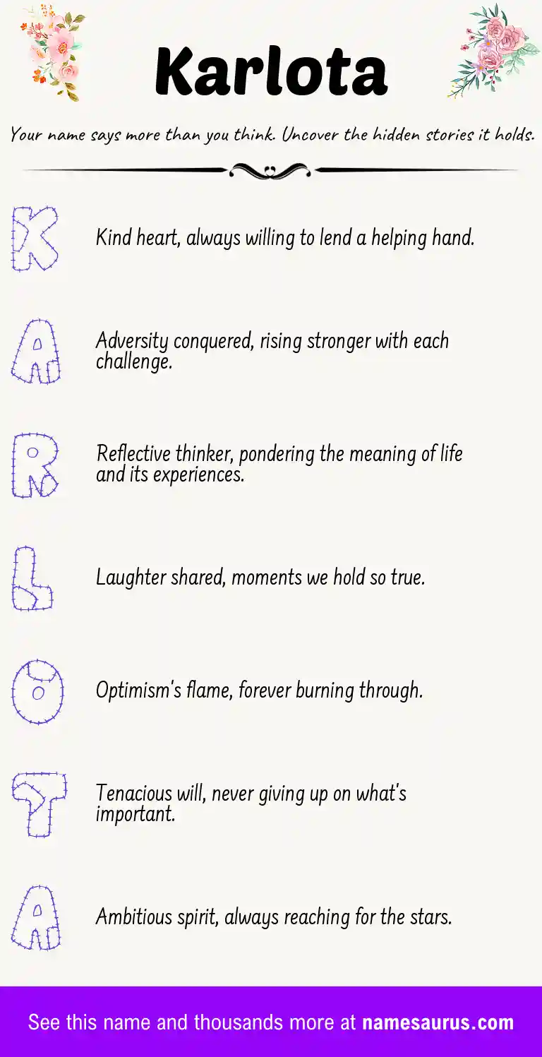 Acrostic poem about Karlota.