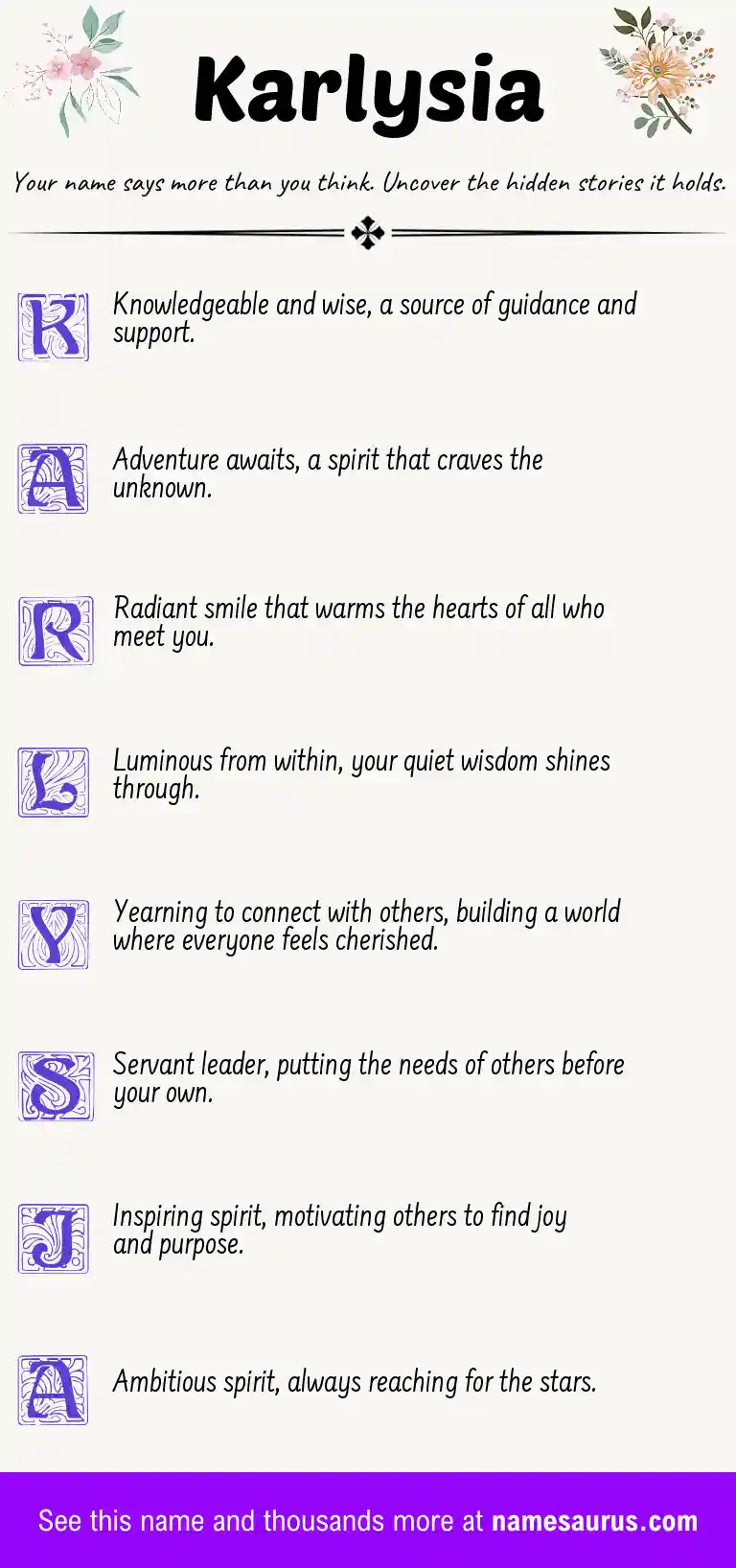 Acrostic poem about Karlysia.