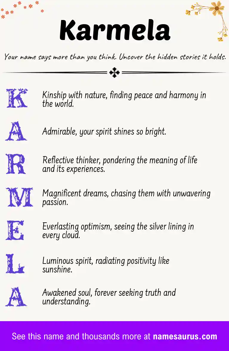 Acrostic poem about Karmela.