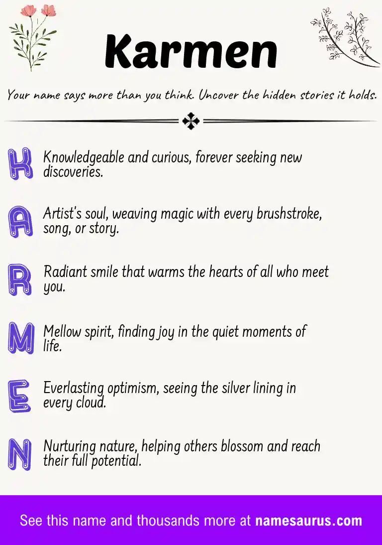 Acrostic poem about Karmen.