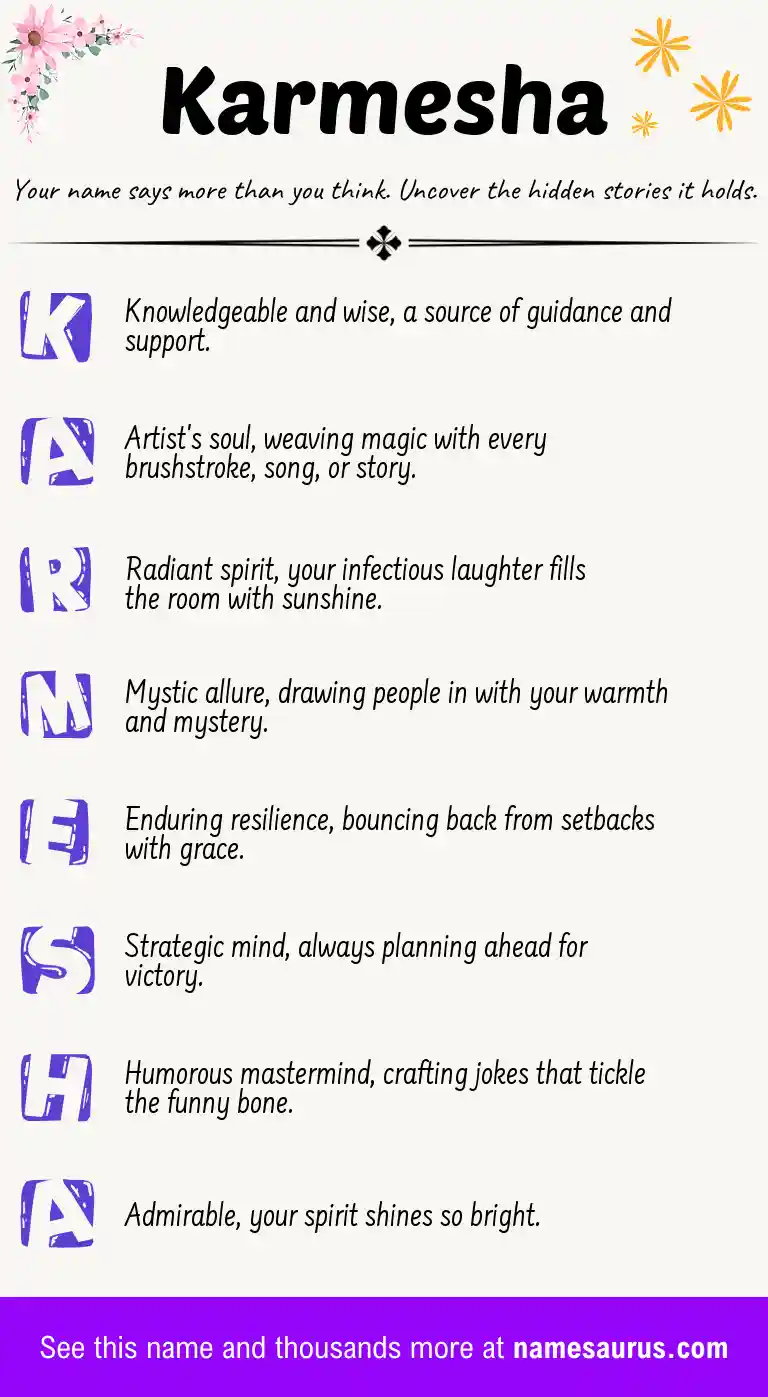 Acrostic poem about Karmesha.