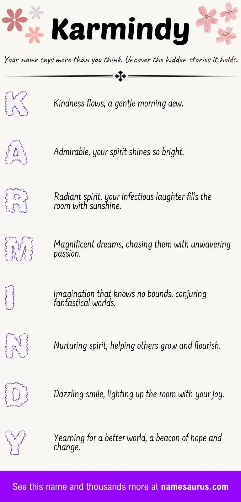 Acrostic poem about Karmindy.