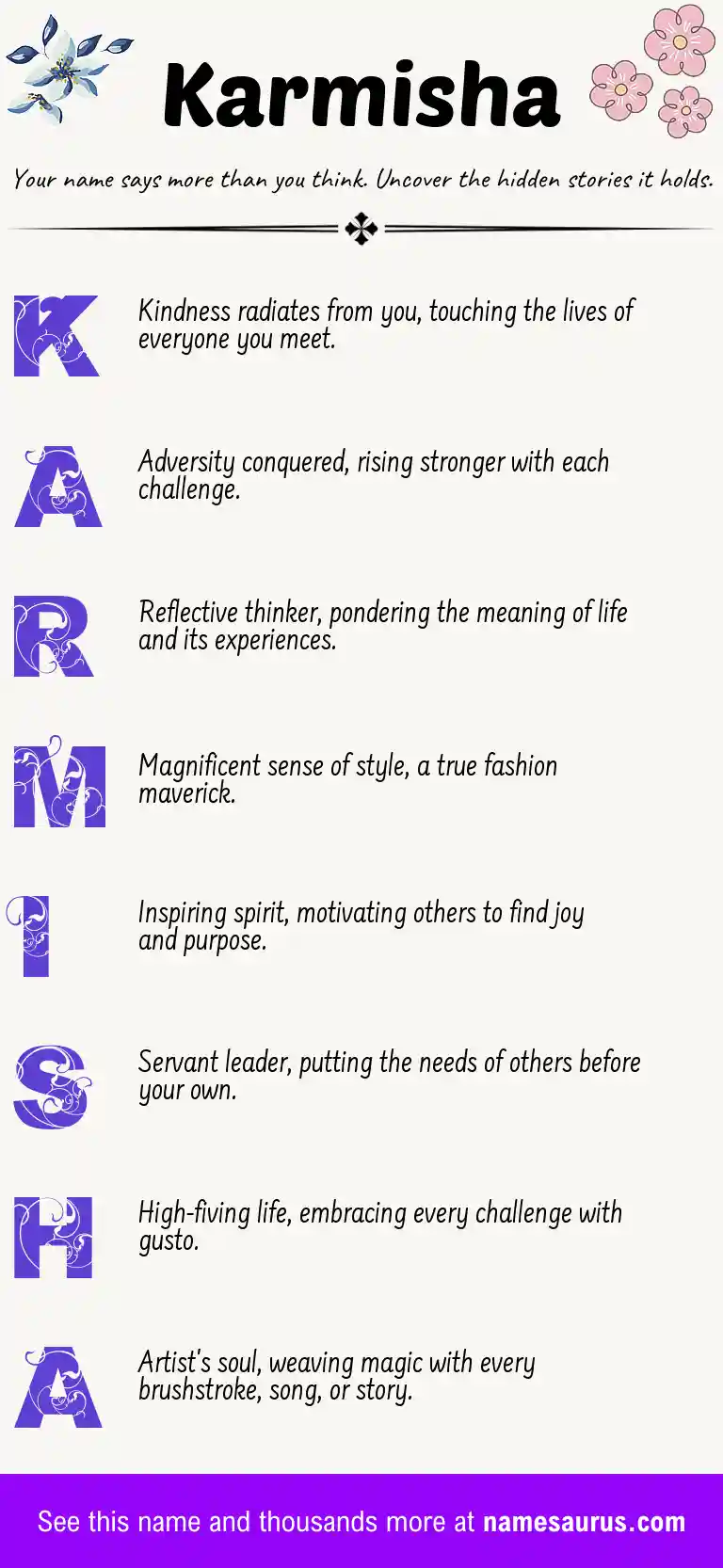 Acrostic poem about Karmisha.