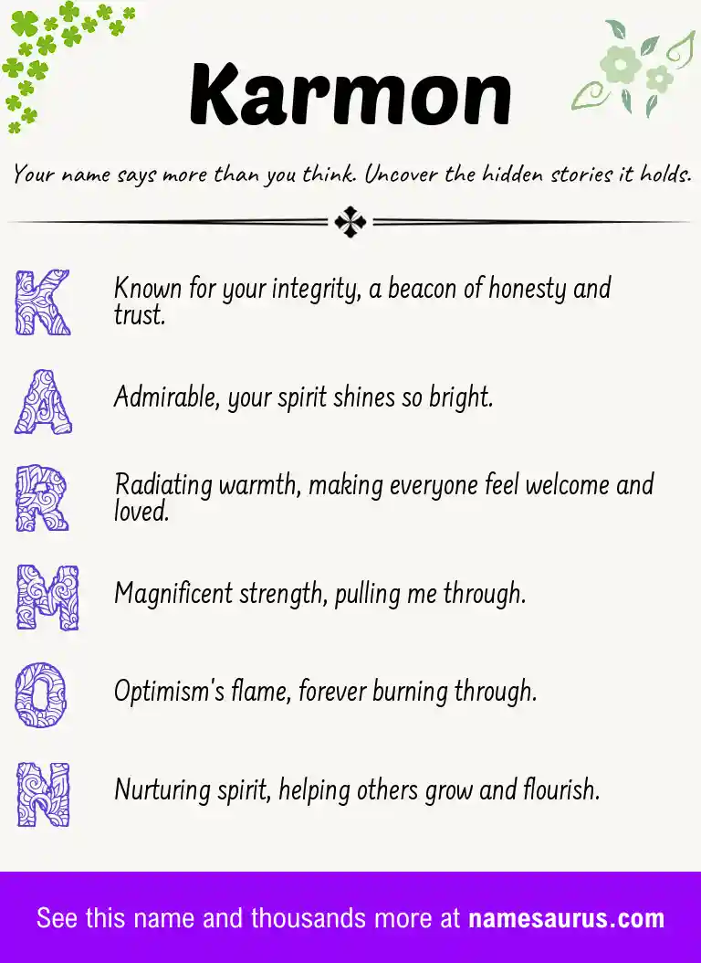 Acrostic poem about Karmon.