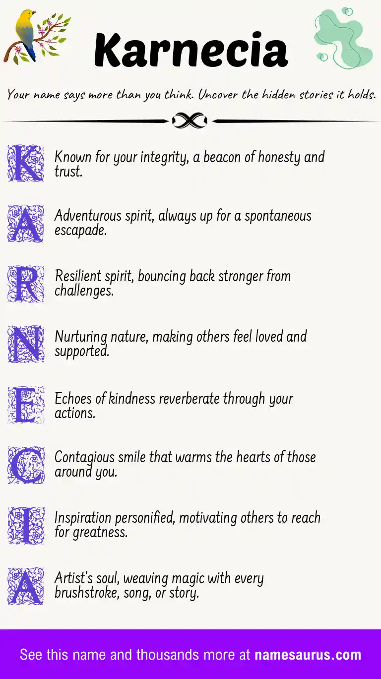 Acrostic poem about Karnecia.