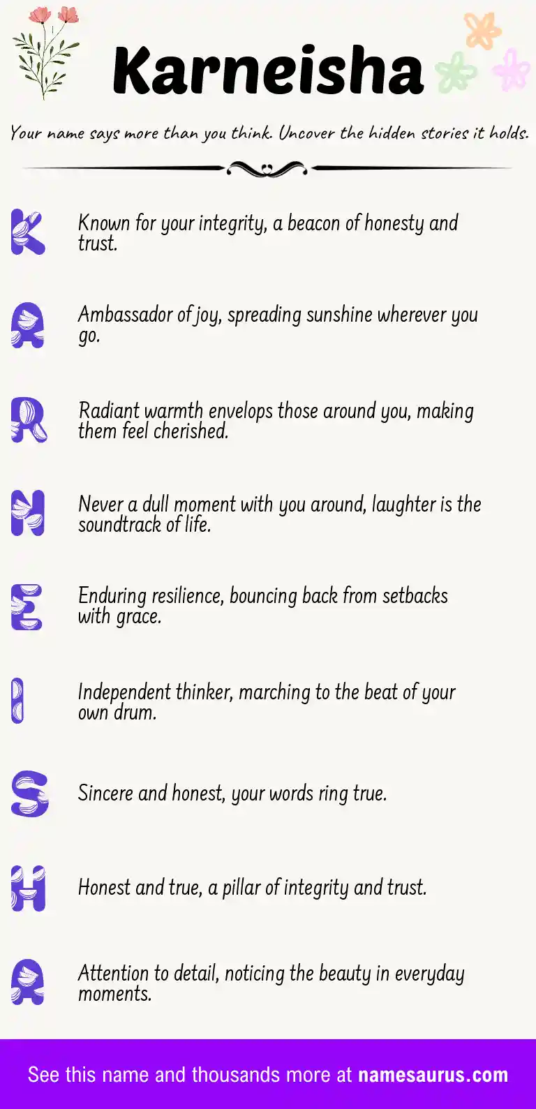 Acrostic poem about Karneisha.