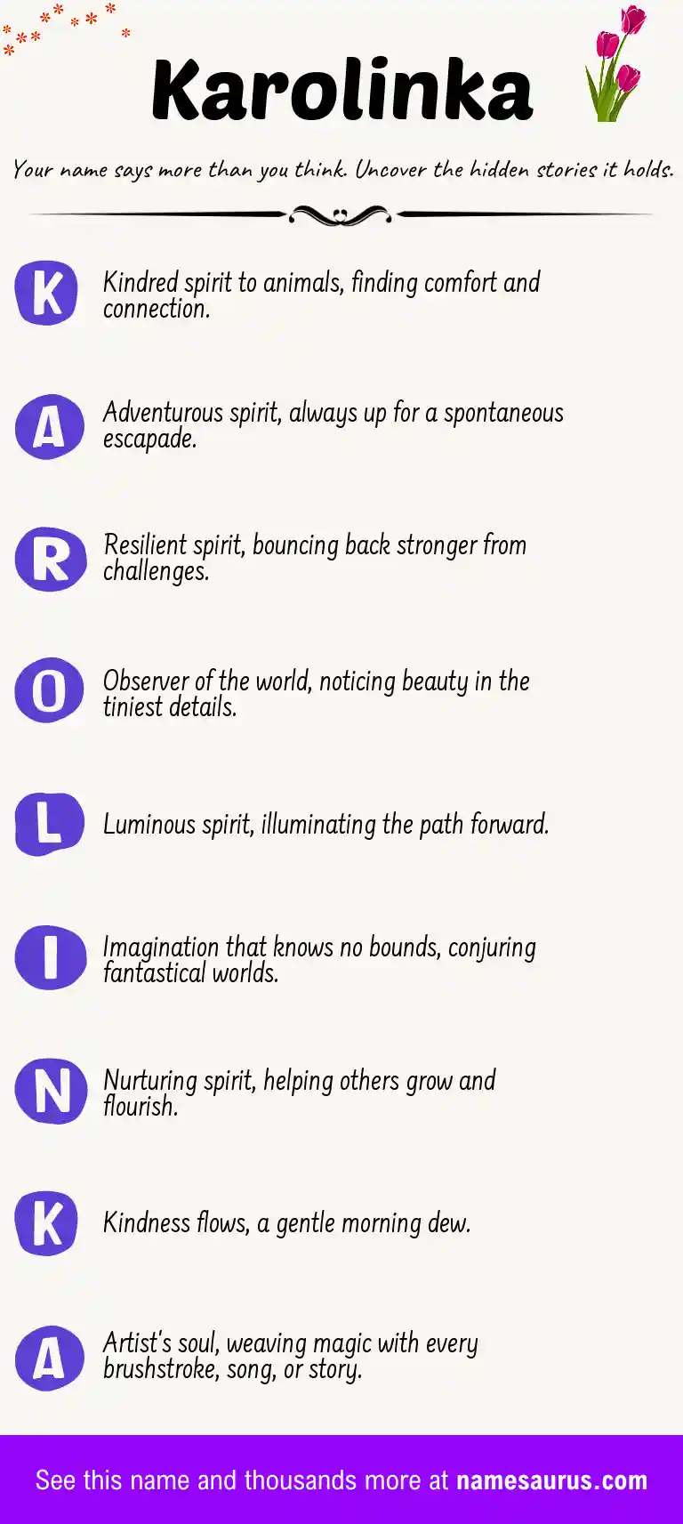Acrostic poem about Karolinka.