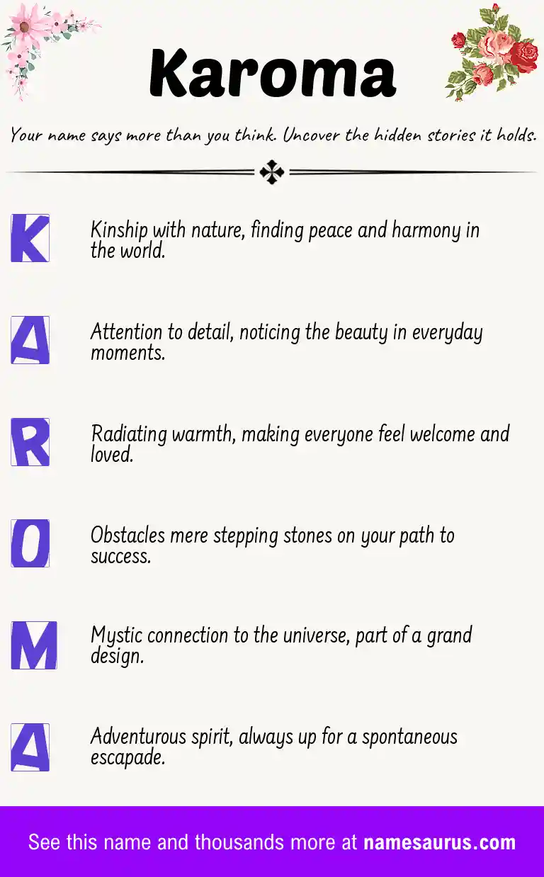 Acrostic poem about Karoma.