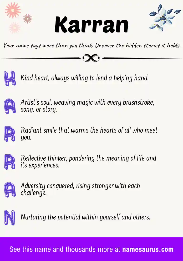 Acrostic poem about Karran.