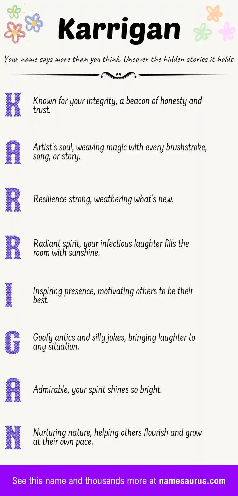 Acrostic poem about Karrigan.