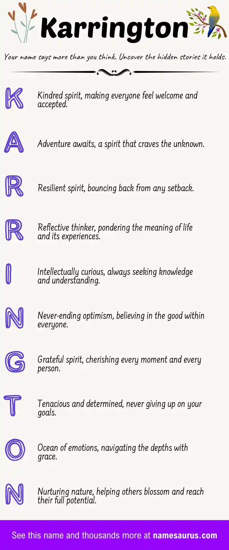 Acrostic poem about Karrington.