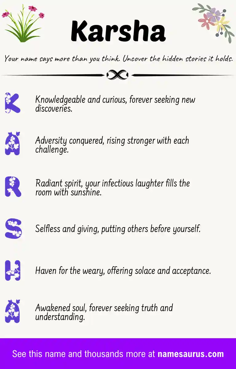 Acrostic poem about Karsha.