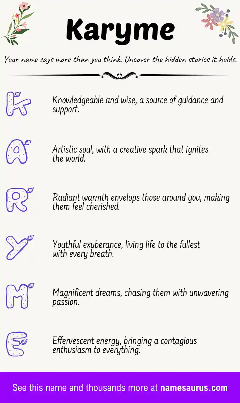 Acrostic poem about Karyme.