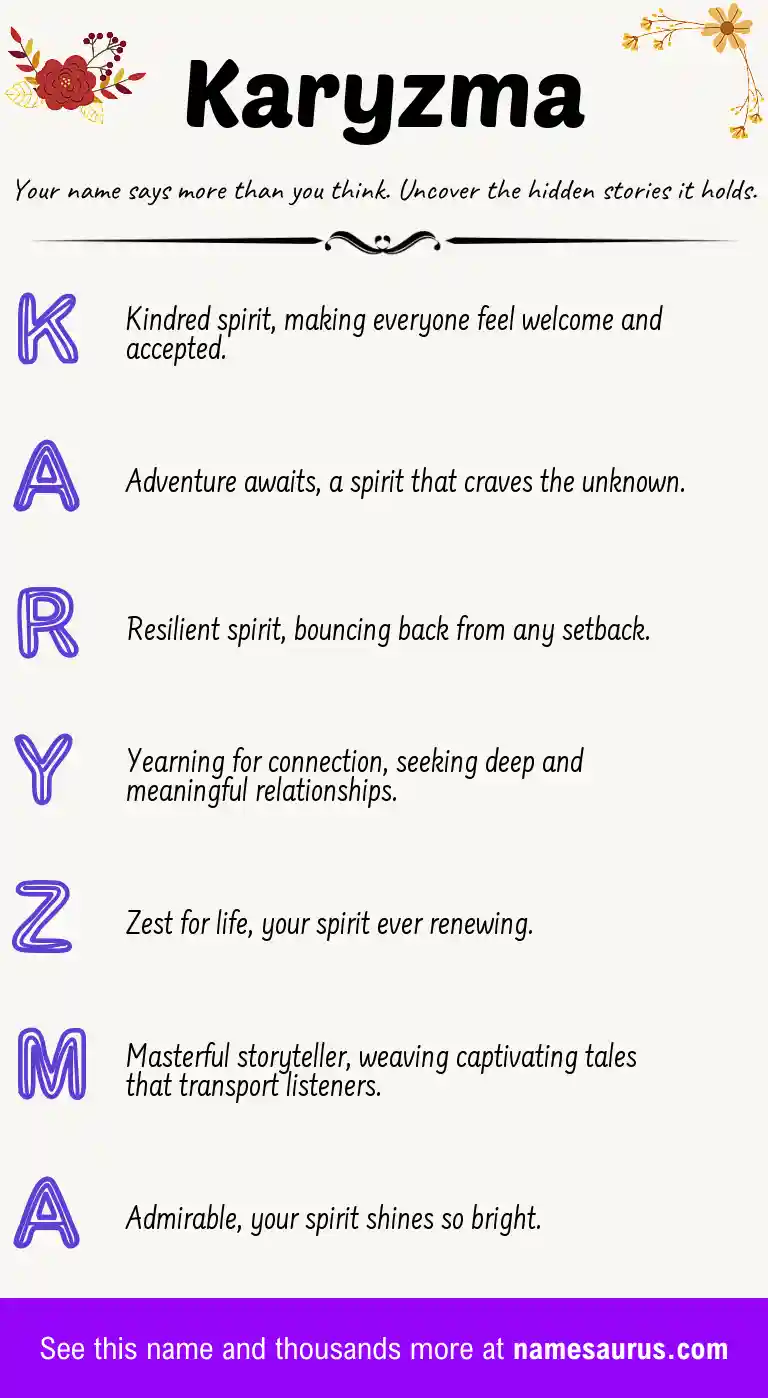 Acrostic poem about Karyzma.