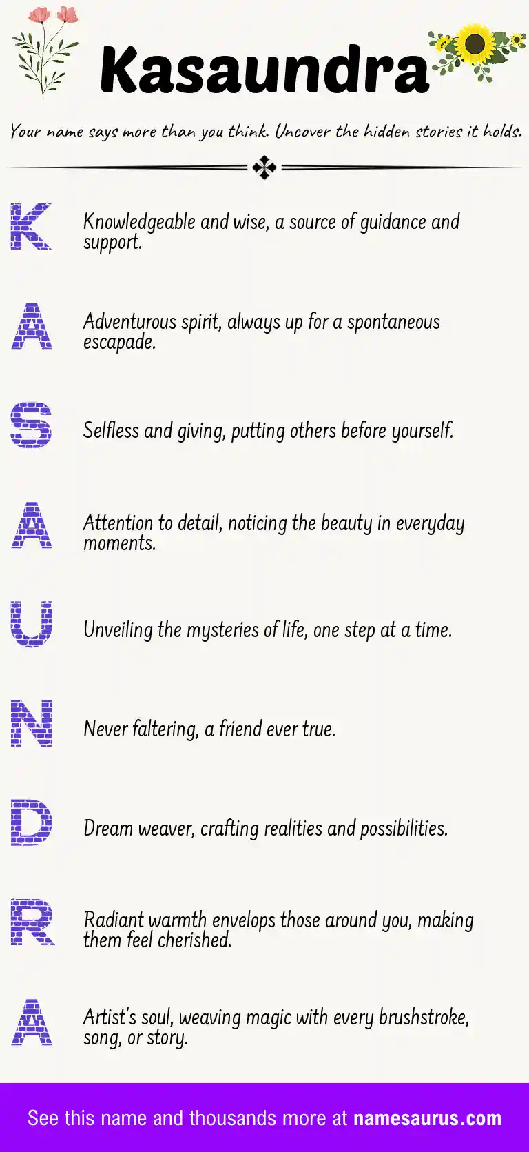 Acrostic poem about Kasaundra.
