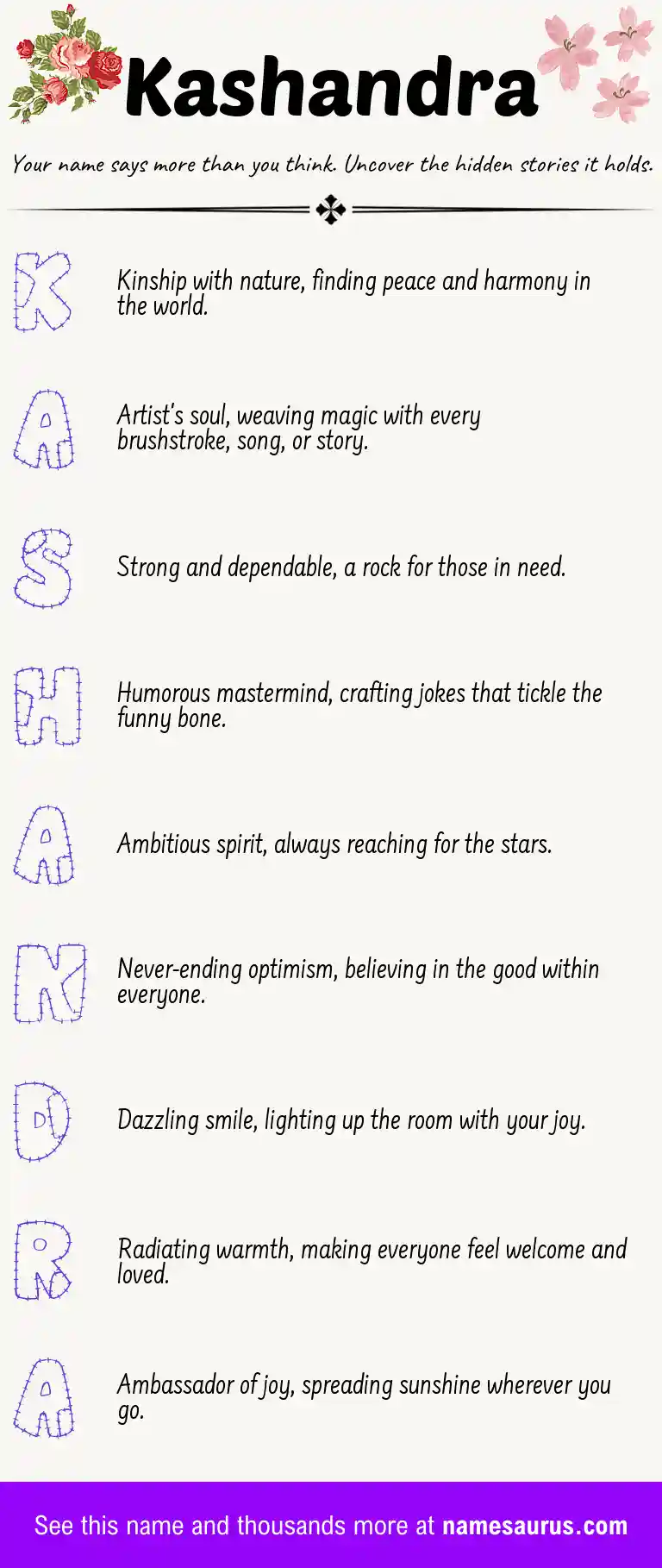 Acrostic poem about Kashandra.