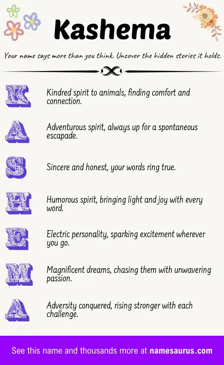 Acrostic poem about Kashema.