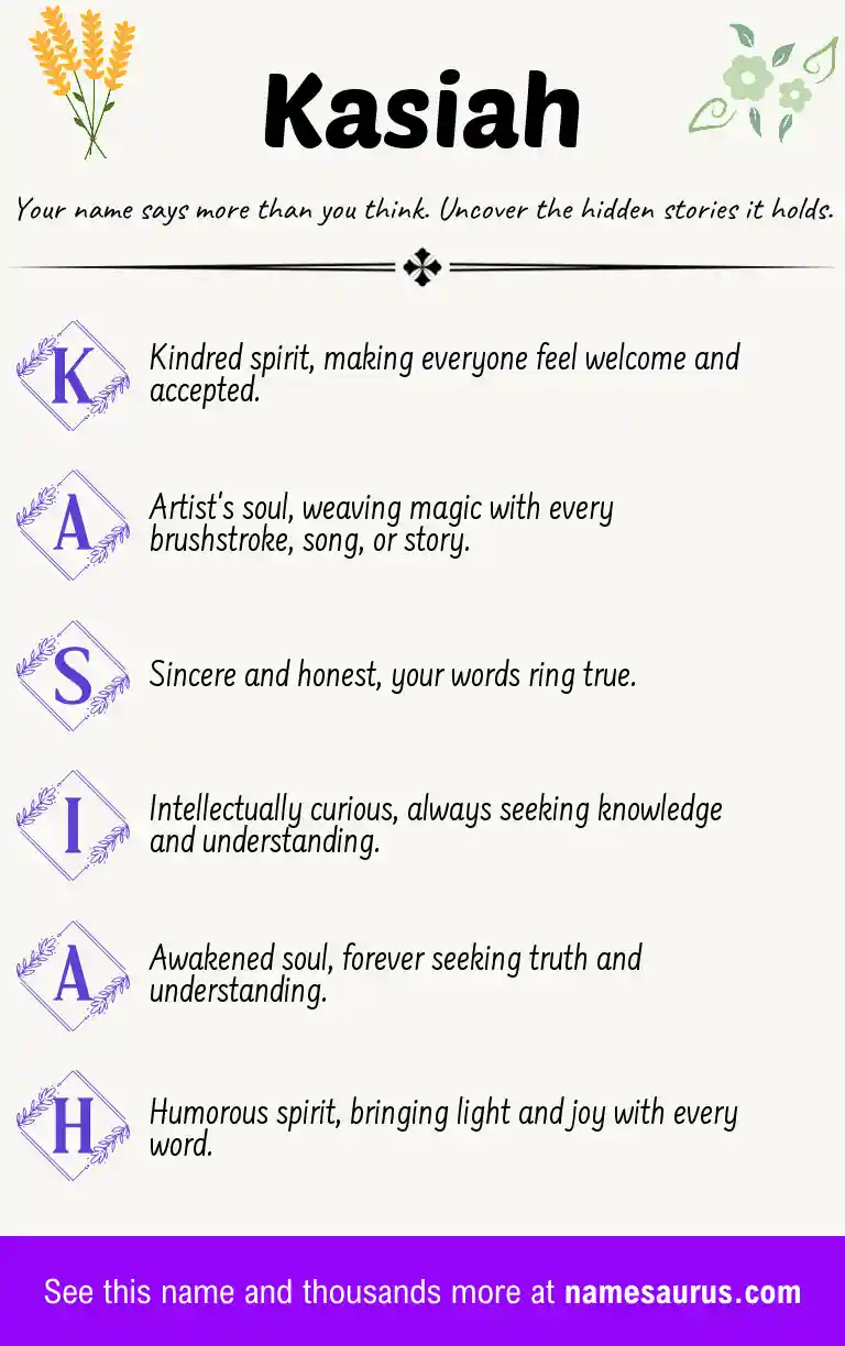 Acrostic poem about Kasiah.