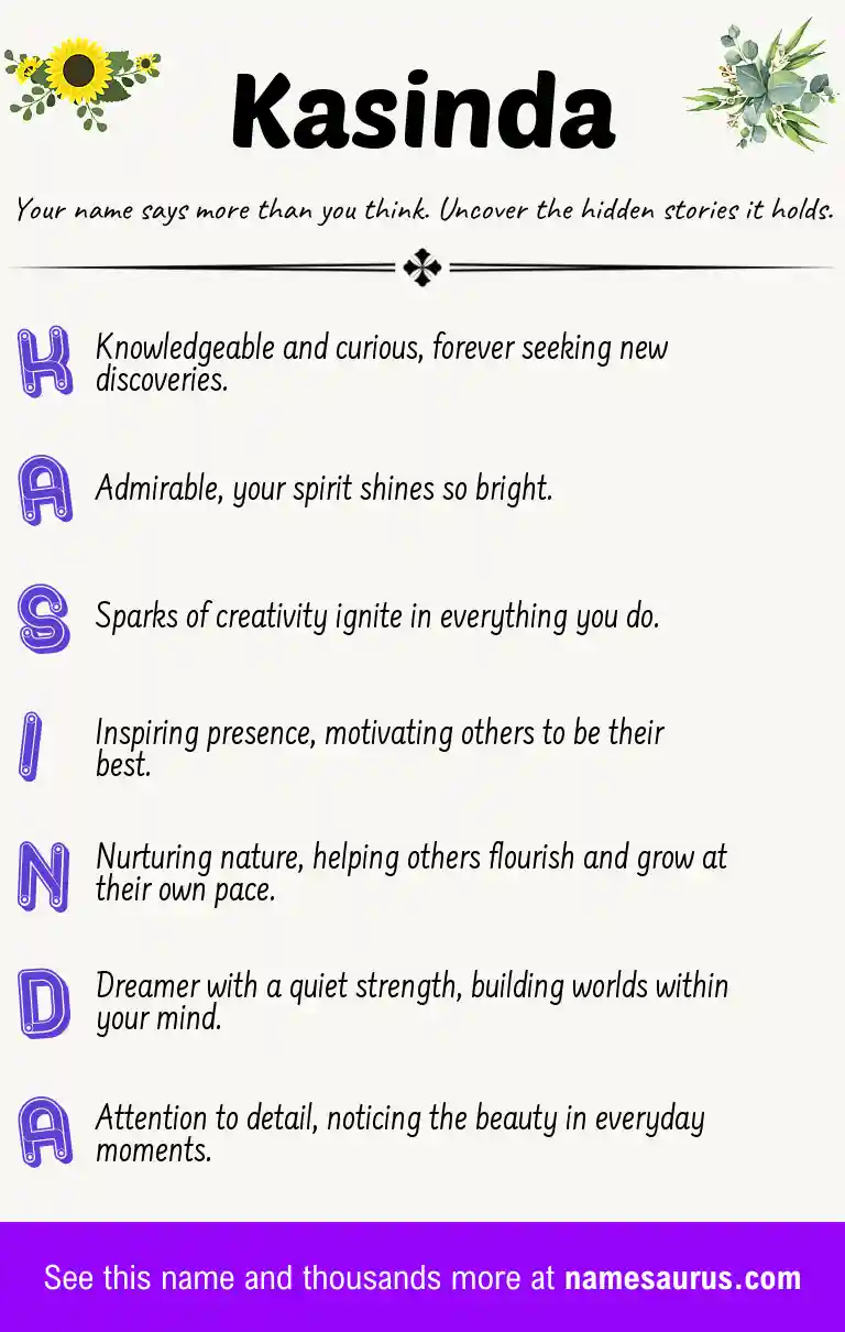 Acrostic poem about Kasinda.