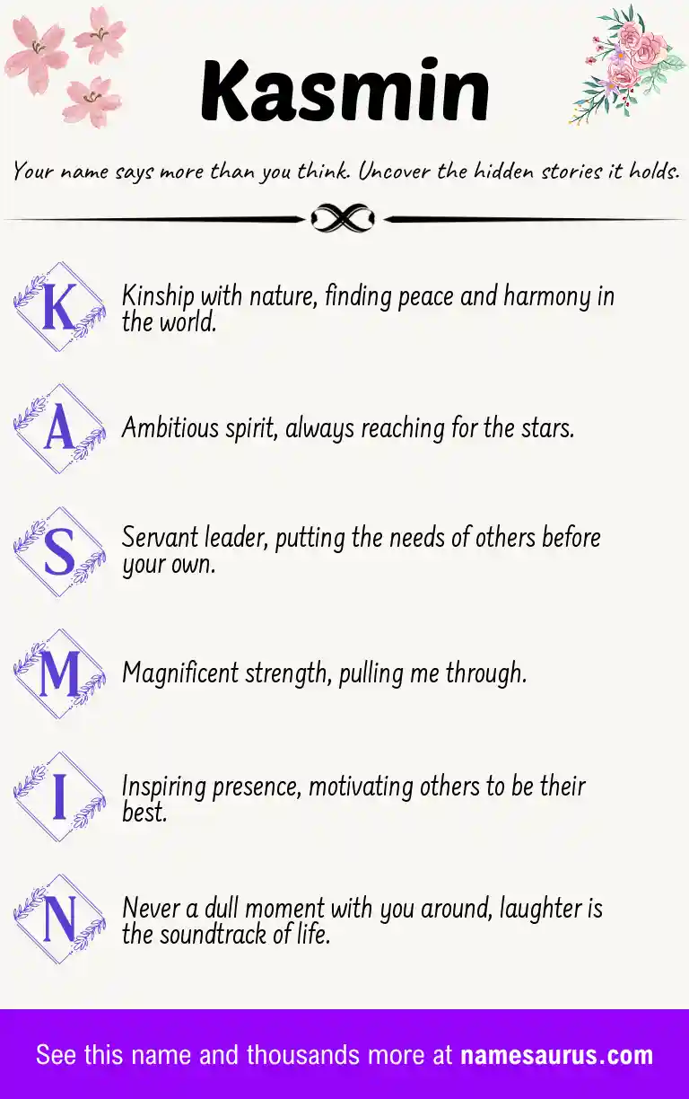 Acrostic poem about Kasmin.